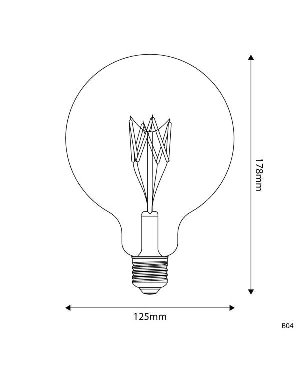 Transparente LED-Glühbirne B04 Linie 5V kurzes Filament Globe G125 1,3W 110Lm E27 2500K Dimmbar