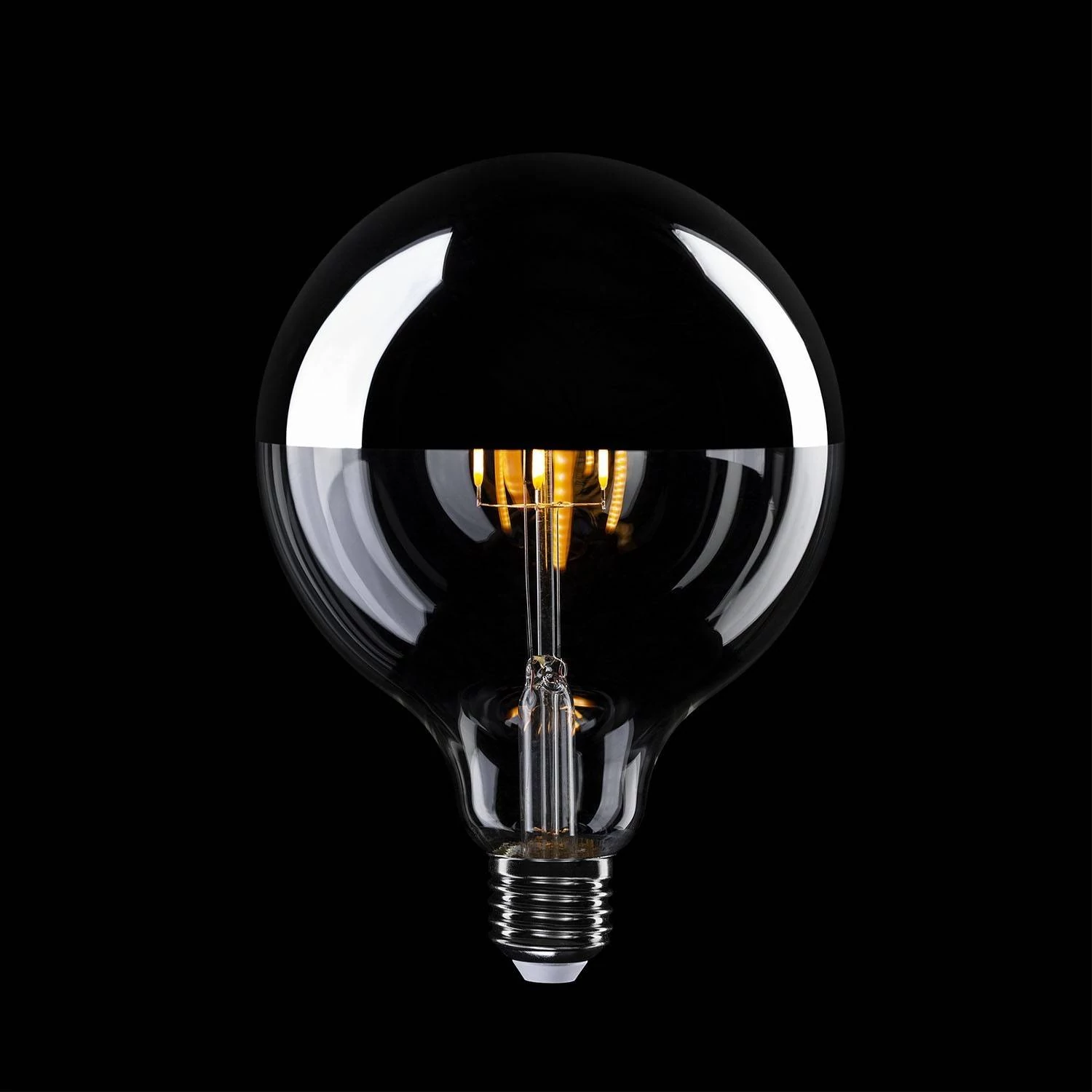 LED-Glühbirne mit silberner Kopfspiegelung B05 Linie 5V kurzes Filament Globe G125 1,3W 110Lm E27 2500K Dimmbar