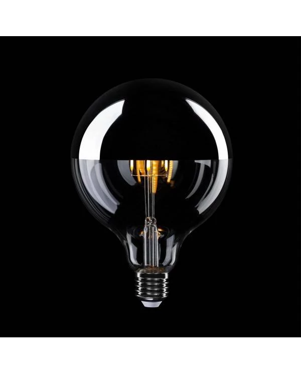 LED-Glühbirne mit silberner Kopfspiegelung B05 Linie 5V kurzes Filament Globe G125 1,3W 110Lm E27 2500K Dimmbar