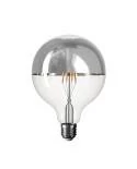 LED-Glühbirne mit silberner Kopfspiegelung B05 Linie 5V kurzes Filament Globe G125 1,3W 110Lm E27 2500K Dimmbar