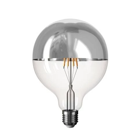 LED-Glühbirne mit silberner Kopfspiegelung B05 Linie 5V kurzes Filament Globe G125 1,3W 110Lm E27 2500K Dimmbar