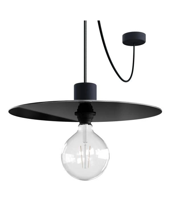 EIVA ELEGANT Pendelleuchte mit 5 m Textilkabel, Ellepì-Lampenschirm, Lampenbaldachin, und Lampenfassung aus IP65-Silikon