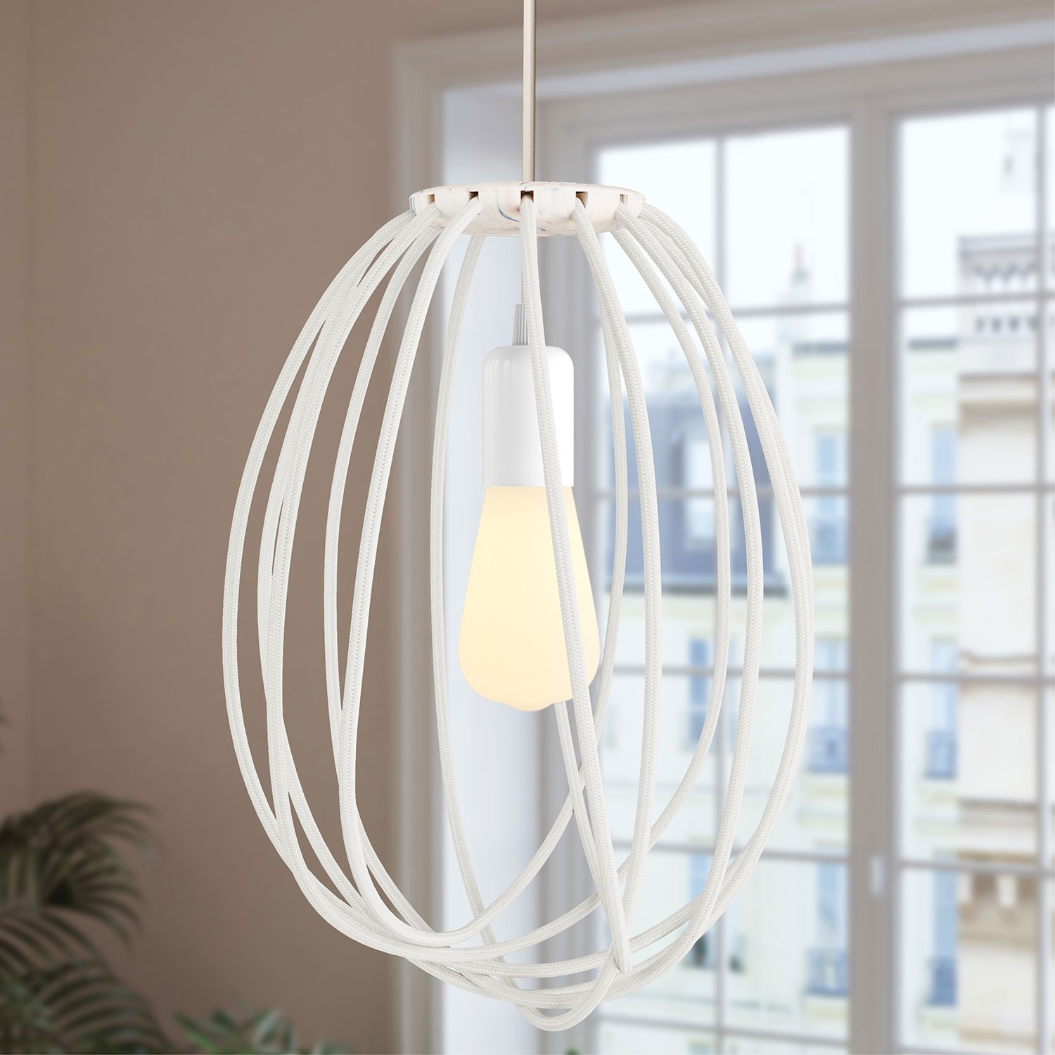 Kit Cablò, Kabelhalter aus recyceltem Kunststoff zur Gestaltung von Lampenschirmen