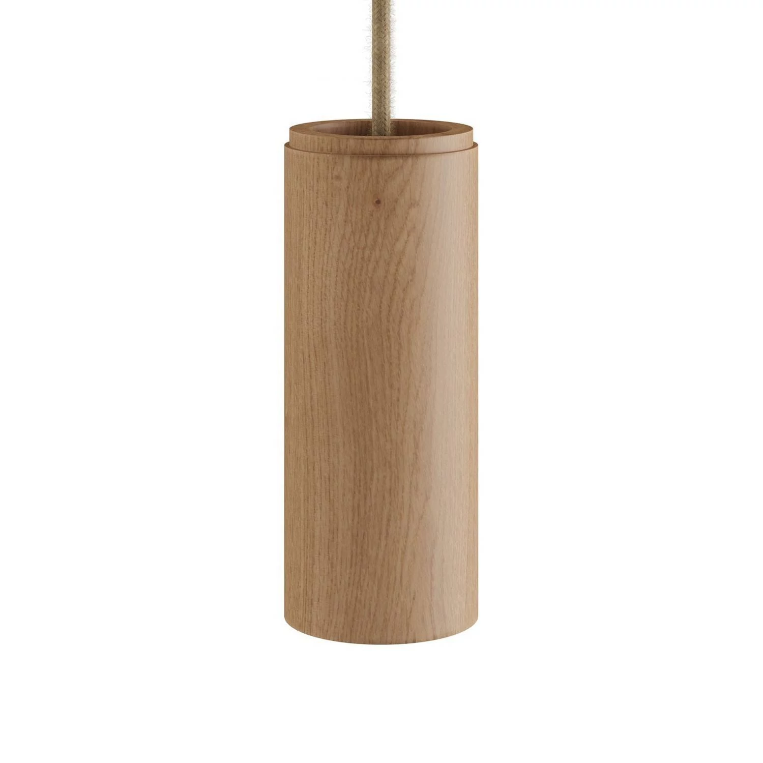 Tub-E14, Holzrohr für Strahler mit E14 Lampenfassung mit Doppelklemmring - Neutral