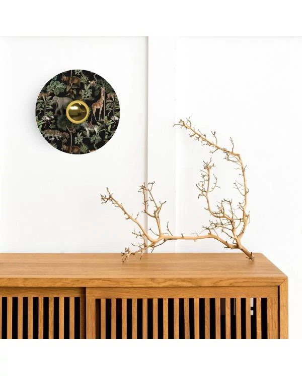 Ellepì Mini-Flachlampenschirm mit Dschungeltieren 'Wildlife Whispers', Durchmesser 24 cm - Hergestellt in Italien