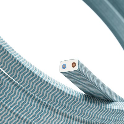 Elektrokabel für Lichterketten mit Textilummantelung, Zick-Zack-Muster türkis CZ11, UV-beständig
