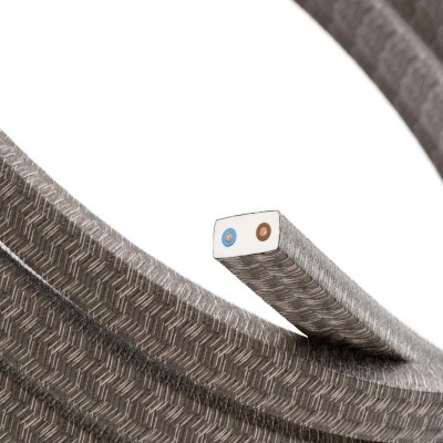 Elektrokabel für Lichterketten mit Textilummantelung aus natürlichem, braunen Leinen CN04, UV-beständig