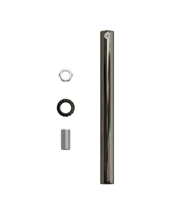Runde Zugentlastung aus Metall, 15 cm lang, komplett mit Gewinderohr, Mutter und Unterlegscheibe