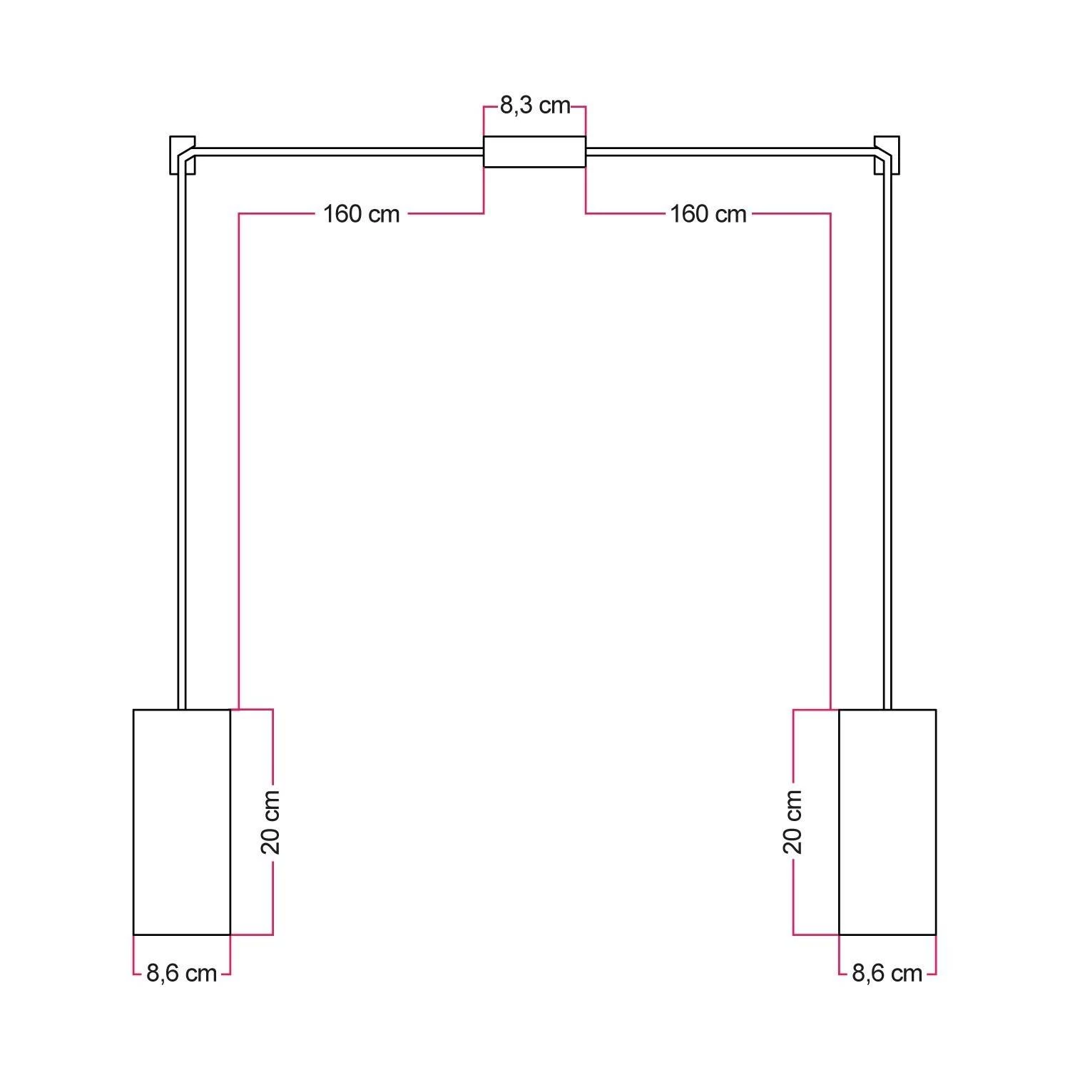 Pendelleuchte mit 2 Aufhängungen mit Holzschirmen für Tub-E27 Strahler