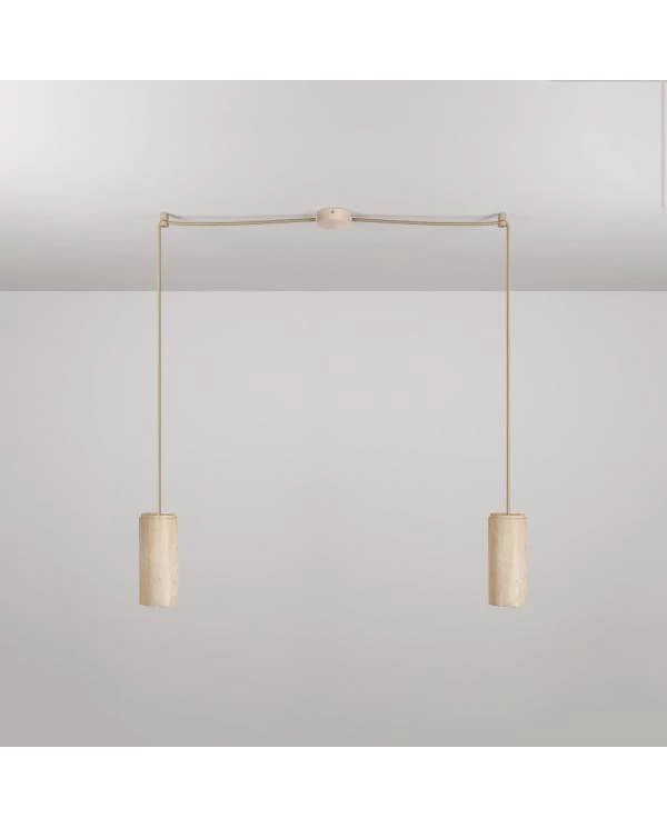 Pendelleuchte mit 2 Aufhängungen mit Holzschirmen für Tub-E27 Strahler