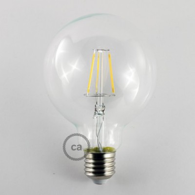 LED-Glühbirne Transparent - Globo G95 Kurz Filament - 4,5W 470Lm E27 2700K