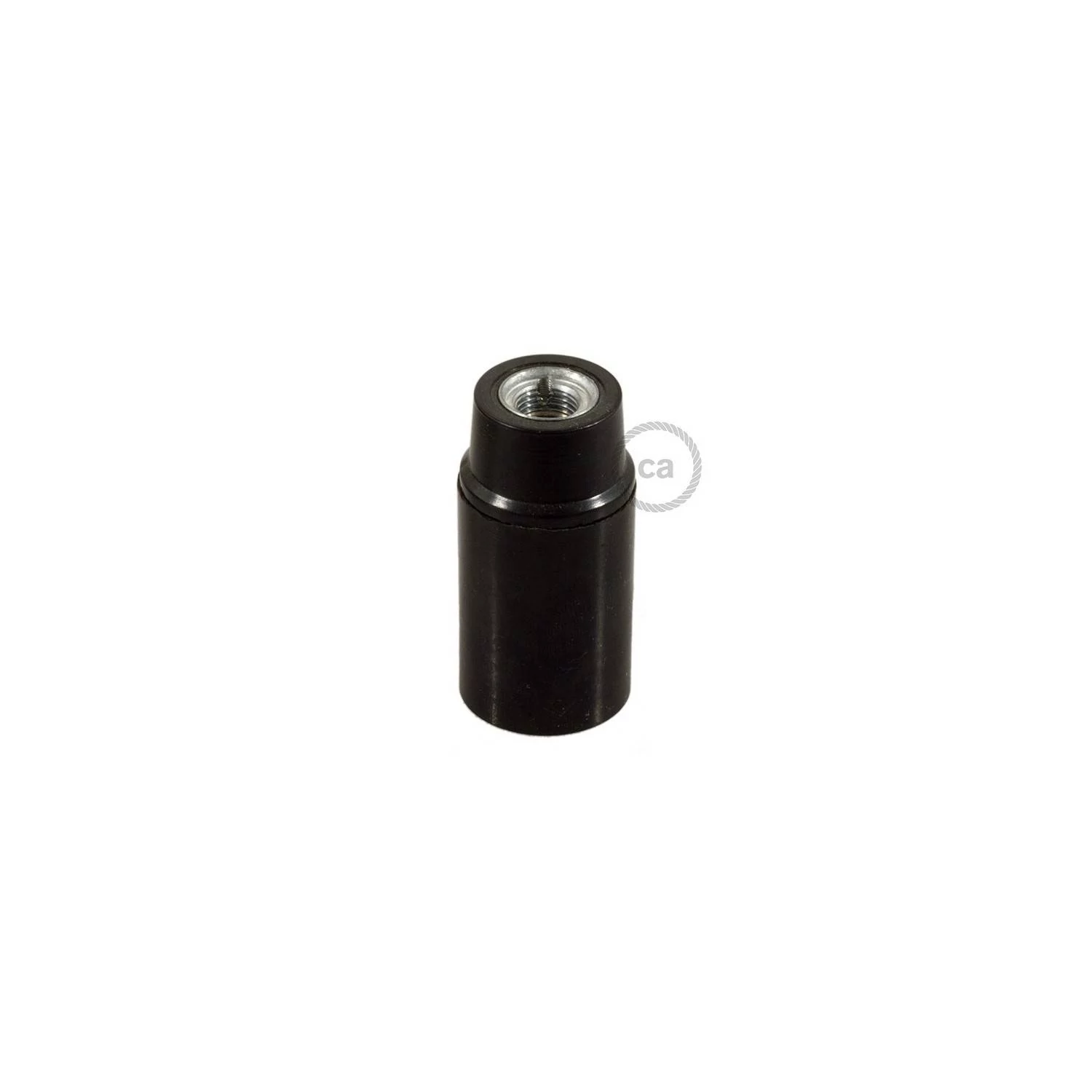 Smooth Sided - phenolic bakelite E12 light bulb socket - Schwarz