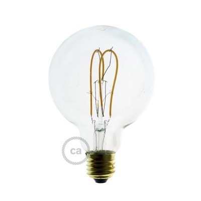 LED-Glühbirne Transparent - Globo G95 Curved Doppelluping Filament - 4.9W 400Lm E27 2200K Dimmbar