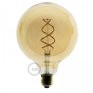 LED-Glühbirne Gold - Globo G125 Curved Spirale Filament - 4W 250Lm E27 1800K Dimmbar