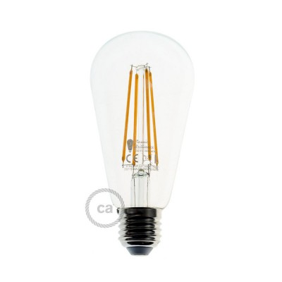 LED-Glühbirne Transparent - Edison ST64 Lang Filament - 7W 720Lm E27 2200K Dimmbar