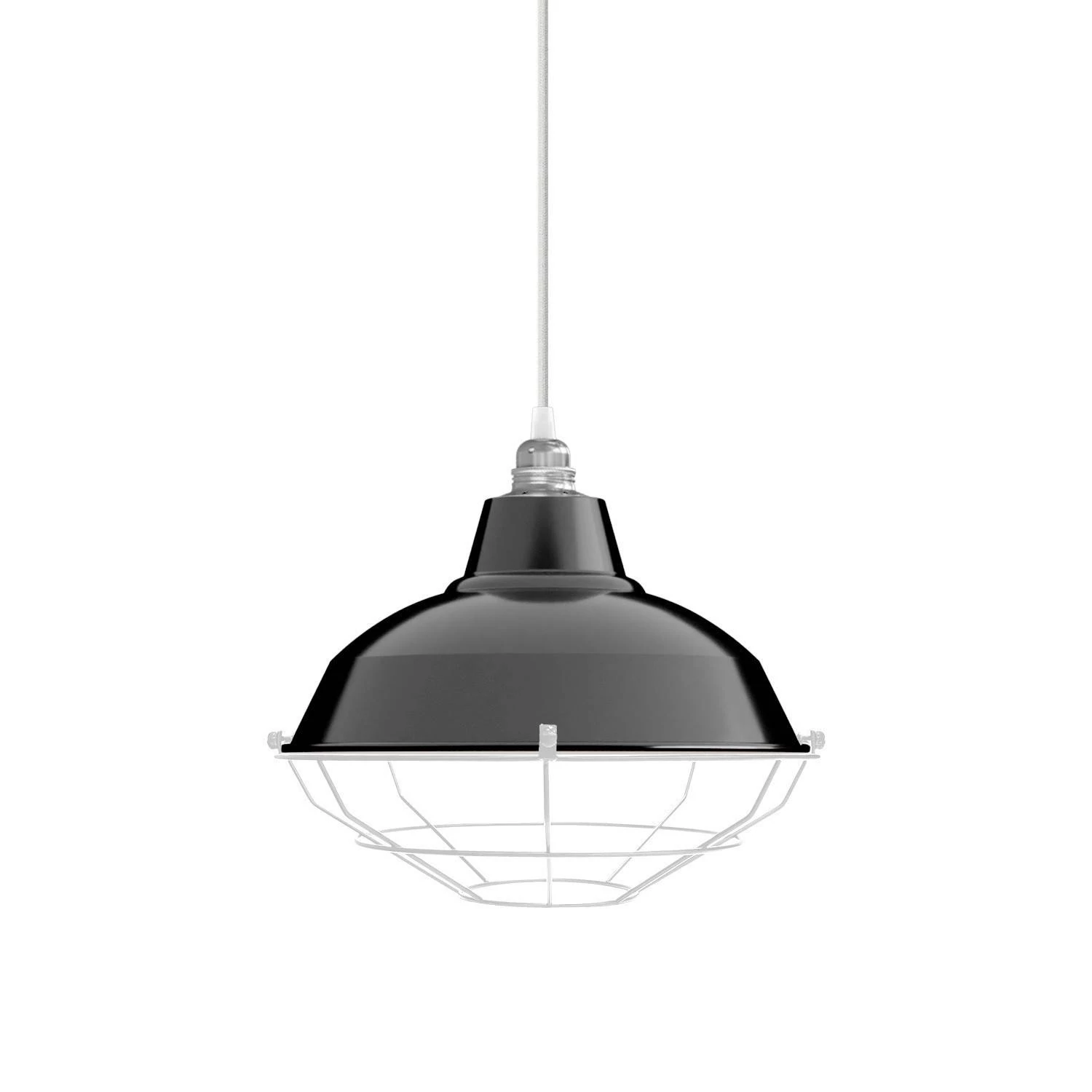 Lampenschirm Bistrot mit Metallkäfig - Black - White