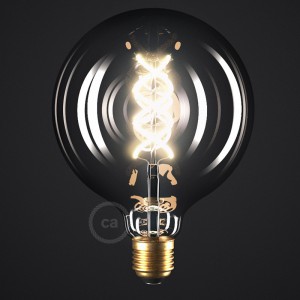 LED Lampe Smoky Globo G125 Curved Spirale Filament 5W 120Lm E27 1800K Dimmbar
