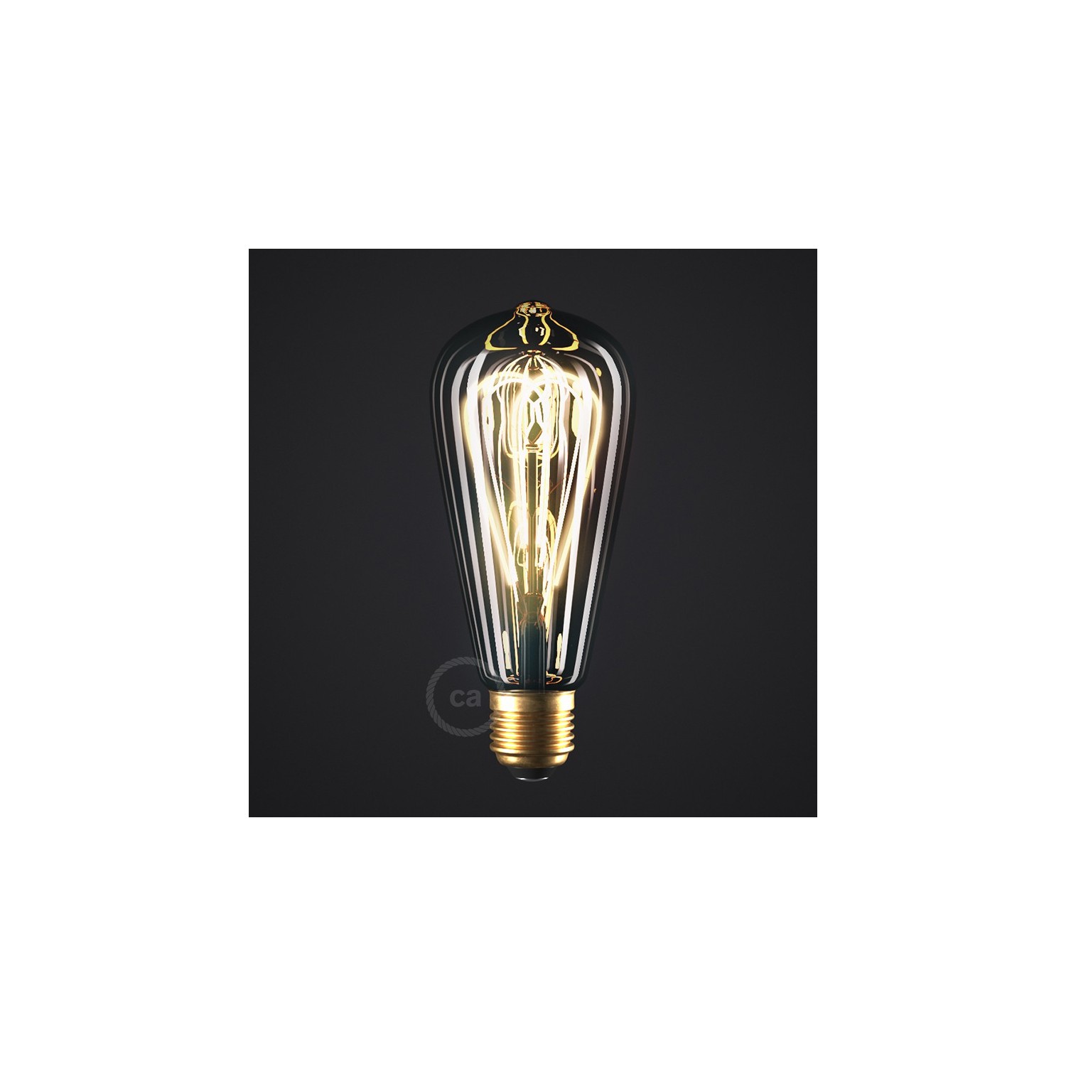 LED Lampe Smoky Edison ST64 Curved Doppelspirale Filament 5W 160Lm E27 1800K Dimmbar