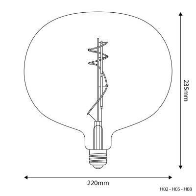 LED Lampe Smoky Edison ST64 Curved Doppelspirale Filament 5W 160Lm E27 1800K Dimmbar