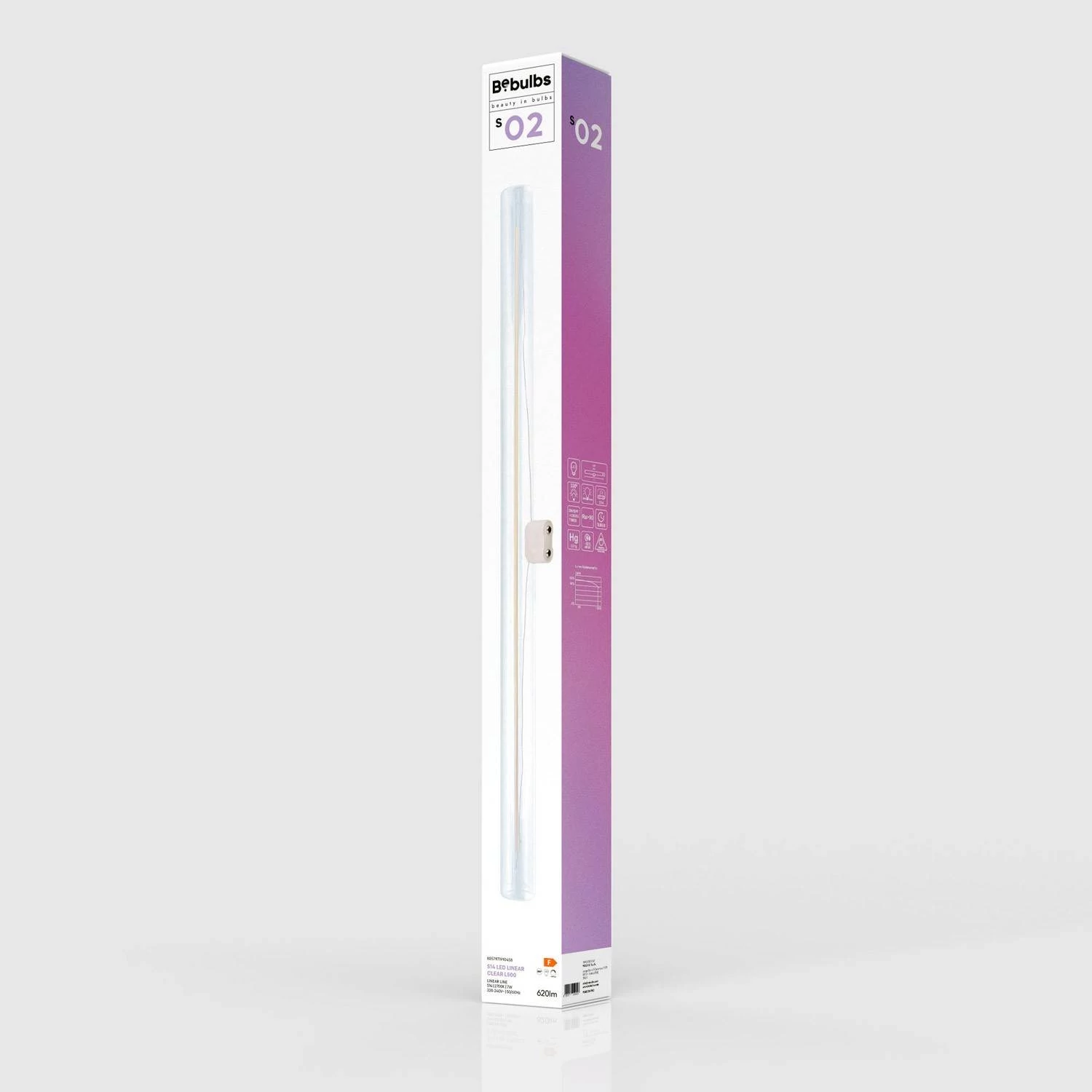 S14d LED Röhrenlampe, transparent - CRI 90, 500 mm lang, 7W 620Lm 2700K Dimmbar - S02