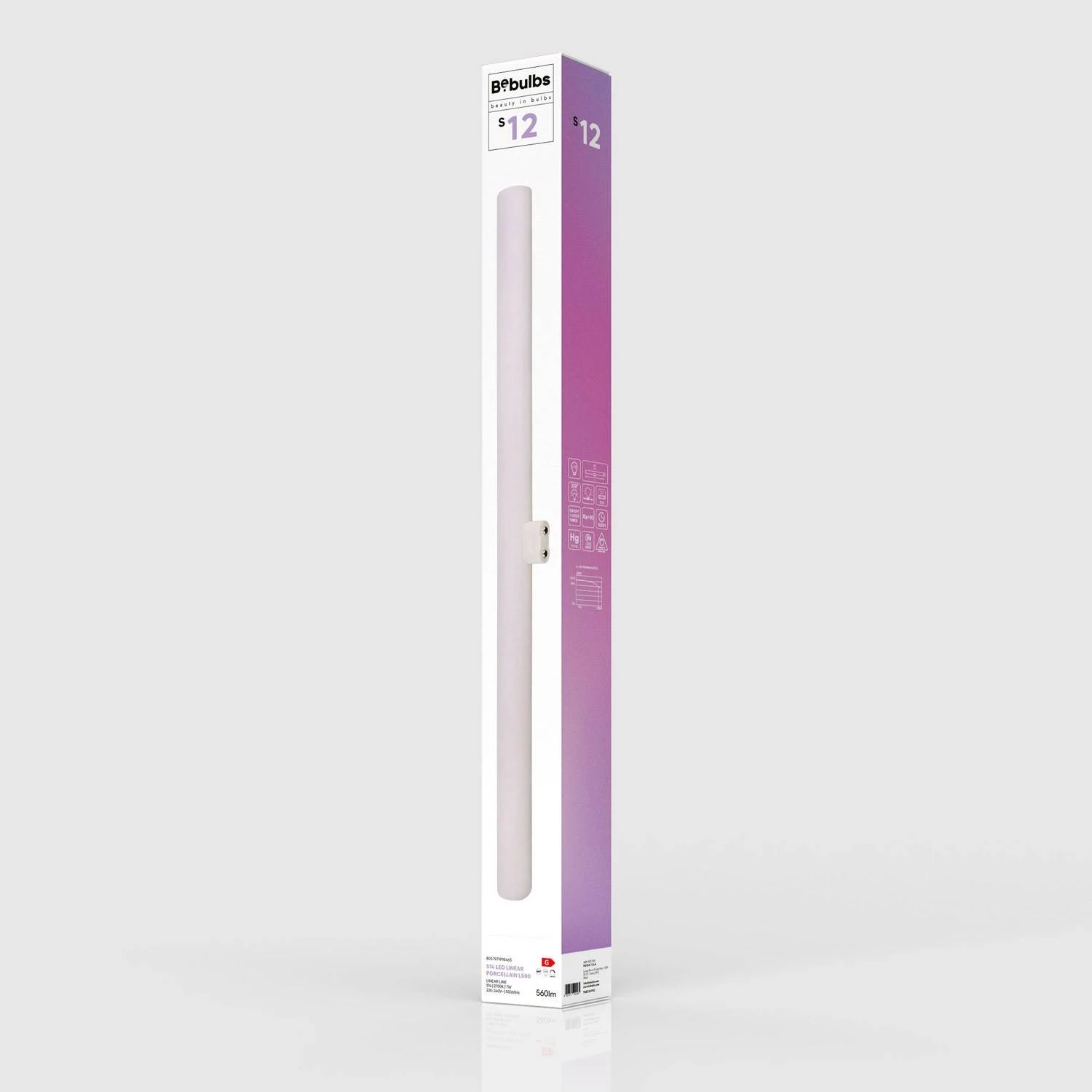 S14d LED Röhrenlampe mit Porzellan-Effekt - CRI 90, 500 mm lang, 7W 560Lm 2700K Dimmbar - S12