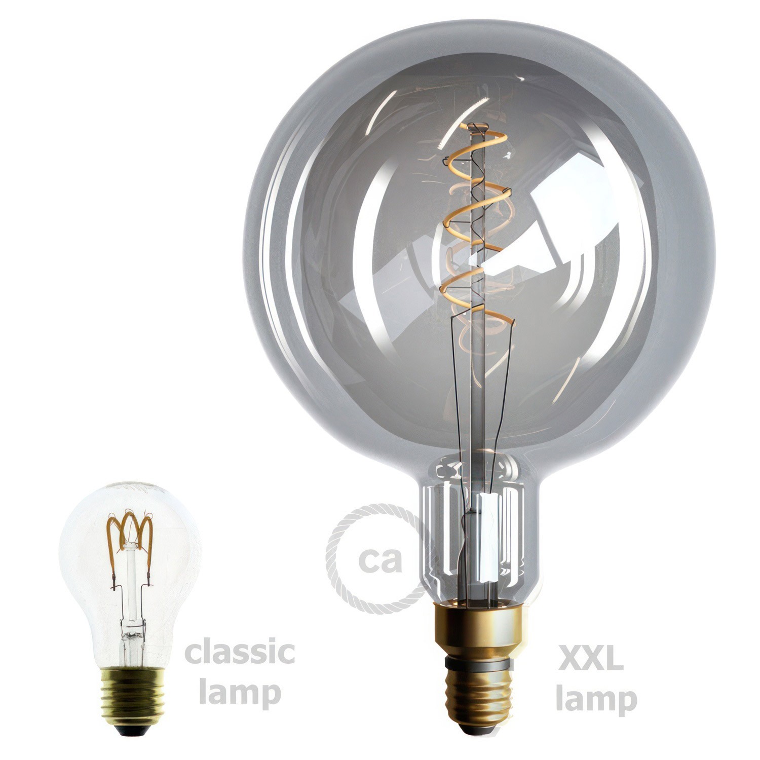 XXL LED-Glühbirne Smoky - Kugel G200 Curved spirale Filament - 5W 80Lm E27 1800K Dimmbar