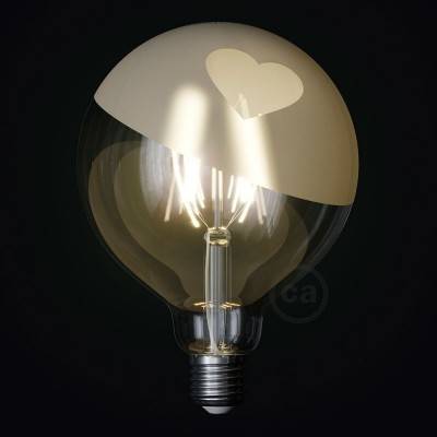 LED-Glühbirne 4W 420Lm E27 Klar matt Globo G125 Herz, 2700K Tattoo Lamp®