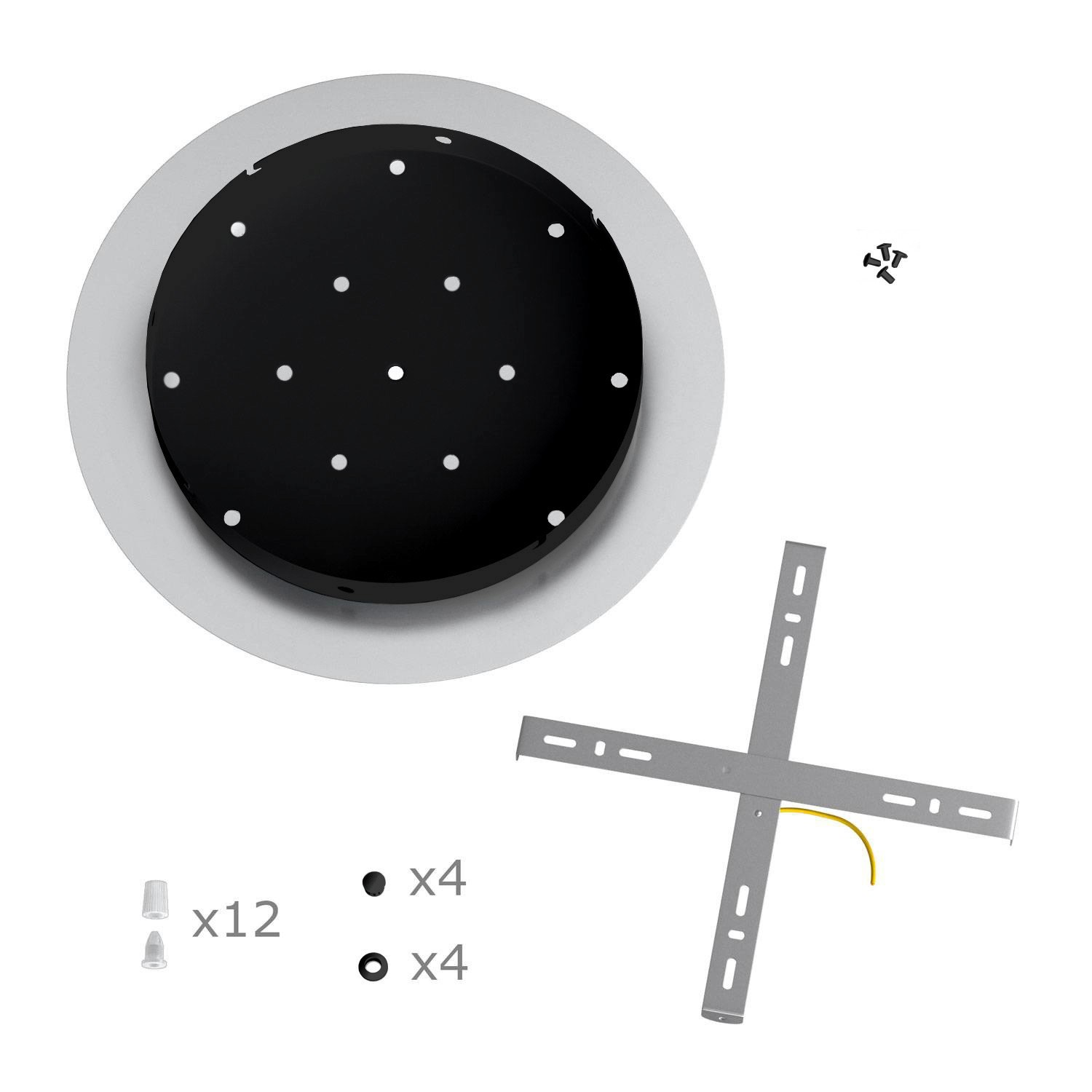 Rundes XXL 12-Loch und 4 Seitenlöchern Lampenbaldachin, Rose-One-Abdeckung, 400 mm Durchmesser
