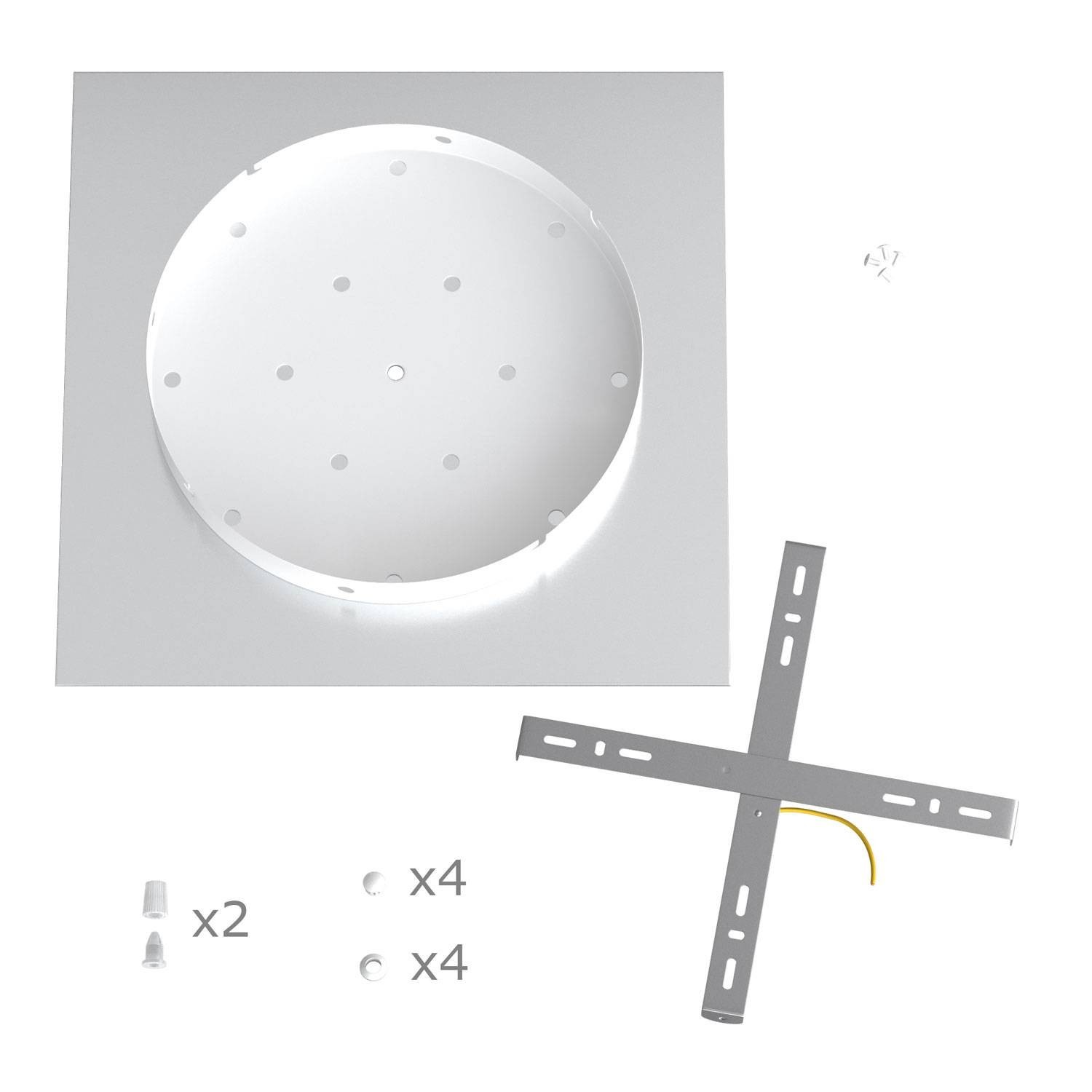 Quadratisches XXL 2-Loch und 4 Seitenlöchern Lampenbaldachin, Rose-One-Abdeckung, 400 mm