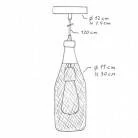 Pendelleuchte inklusive Glühbirne, Textilkabel, flaschenförmiger Lampenschirmkäfig Magnum und Metall-Zubehör - Made in Italy