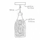 Pendelleuchte inklusive Glühbirne, Textilkabel, flaschenförmiger Lampenschirm Jéroboam und Metall-Zubehör - Made in Italy
