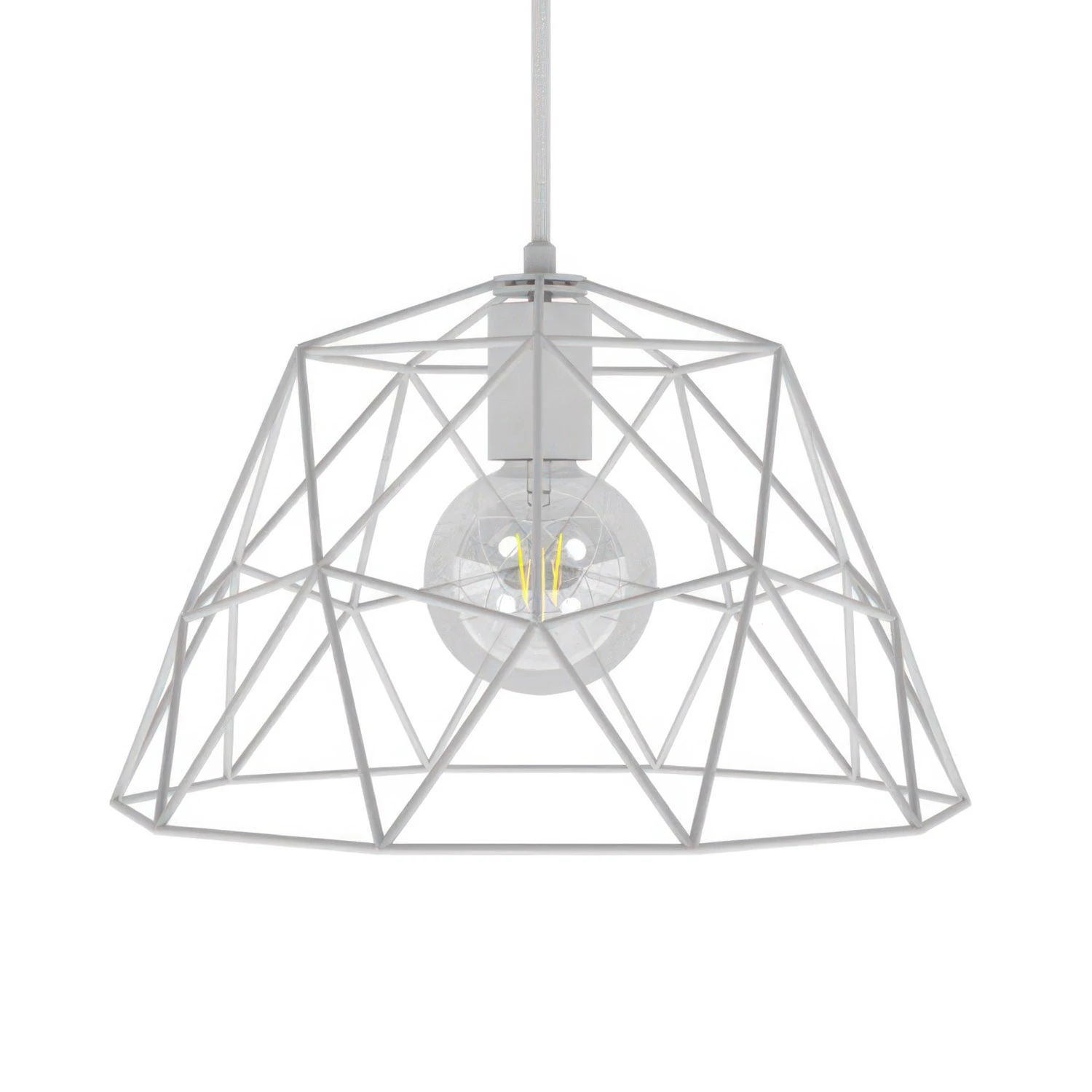 Pendelleuchte inklusive Glühbirne, Textilkabel, Dome Lampenschirm und Metall-Zubehör - Made in Italy