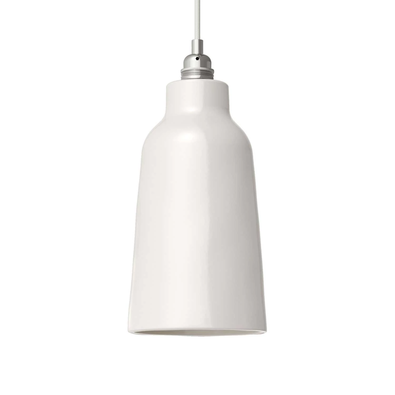 Pendelleuchte inklusive Glühbirne, Textilkabel, flaschenförmigem Lampenschirm aus Keramik und Metall-Zubehör - Made in Italy