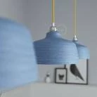 Pendelleuchte inklusive Glühbirne, Textilkabel, tassenförmigem Lampenschirm aus Keramik und Metall-Zubehör - Made in Italy