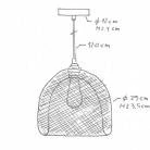 Pendelleuchte inklusive Glühbirne, Textilkabel, Ghostbell XL Lampenschirmkäfig und Metall-Zubehör - Made in Italy
