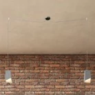 Spider- Pendelleuchte mit Mehrfachaufhängung mit 2 Ausgängen Made in Italy, komplett mit Textilkabel und Lampenschirm aus Zement