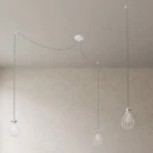Spider - Pendelleuchte mit Mehrfachaufhängung mit 3 Ausgängen Made in Italy, komplett mit Textilkabel und Drop Lampenschirm