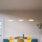 Pendlleuchte Made in Italy, komplett mit Textilkabel, Pastell Lampenschirm Swing und Komponenten in Metall Ausführung