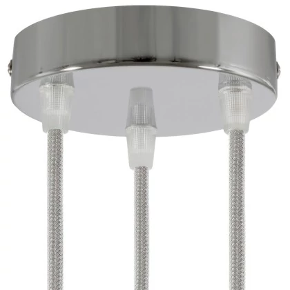 Zylindrischer 3-Loch-Lampenbaldachin Kit aus Metall - Chrom