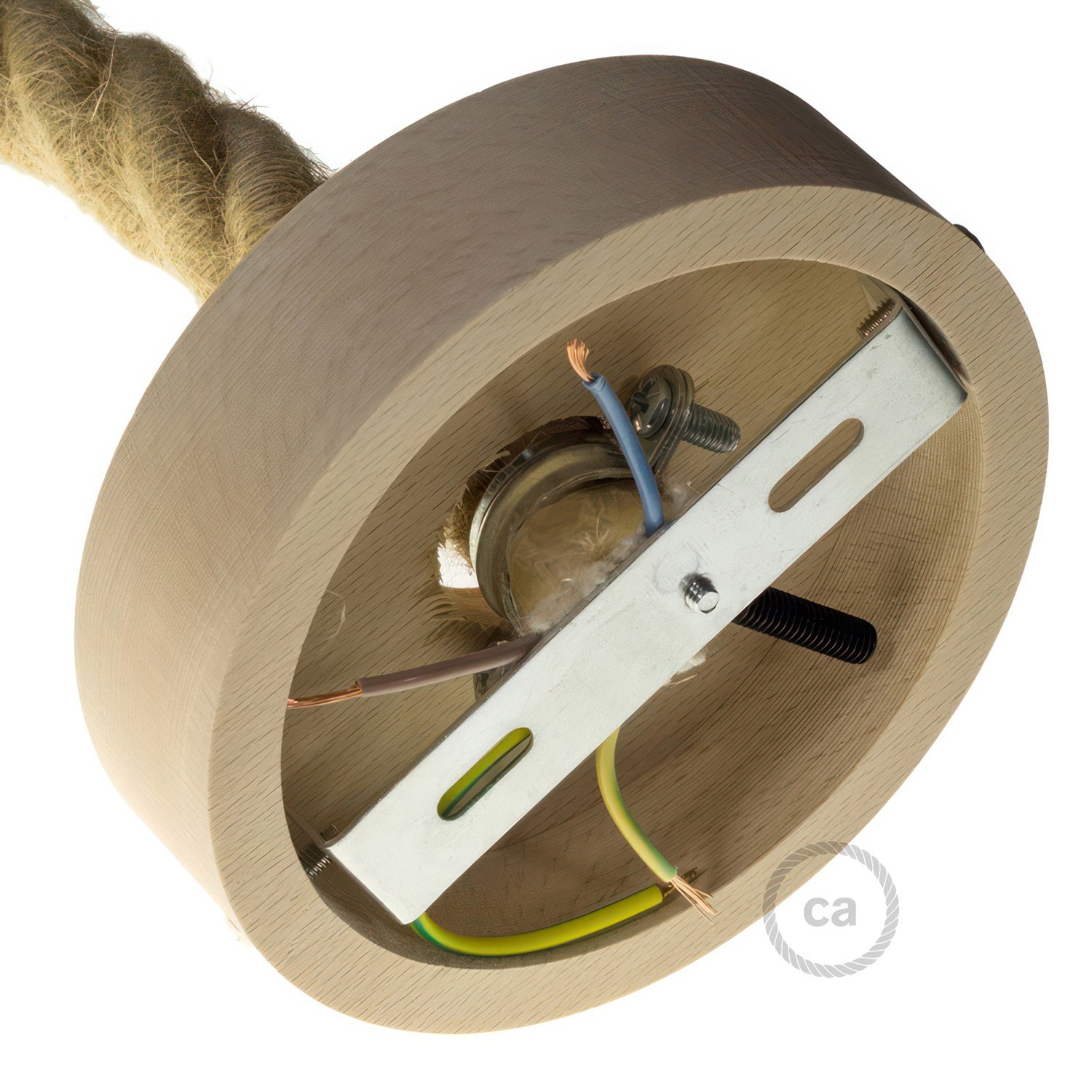 Lampenbaldachin Kit aus Holz für 3XL-Seilkabel