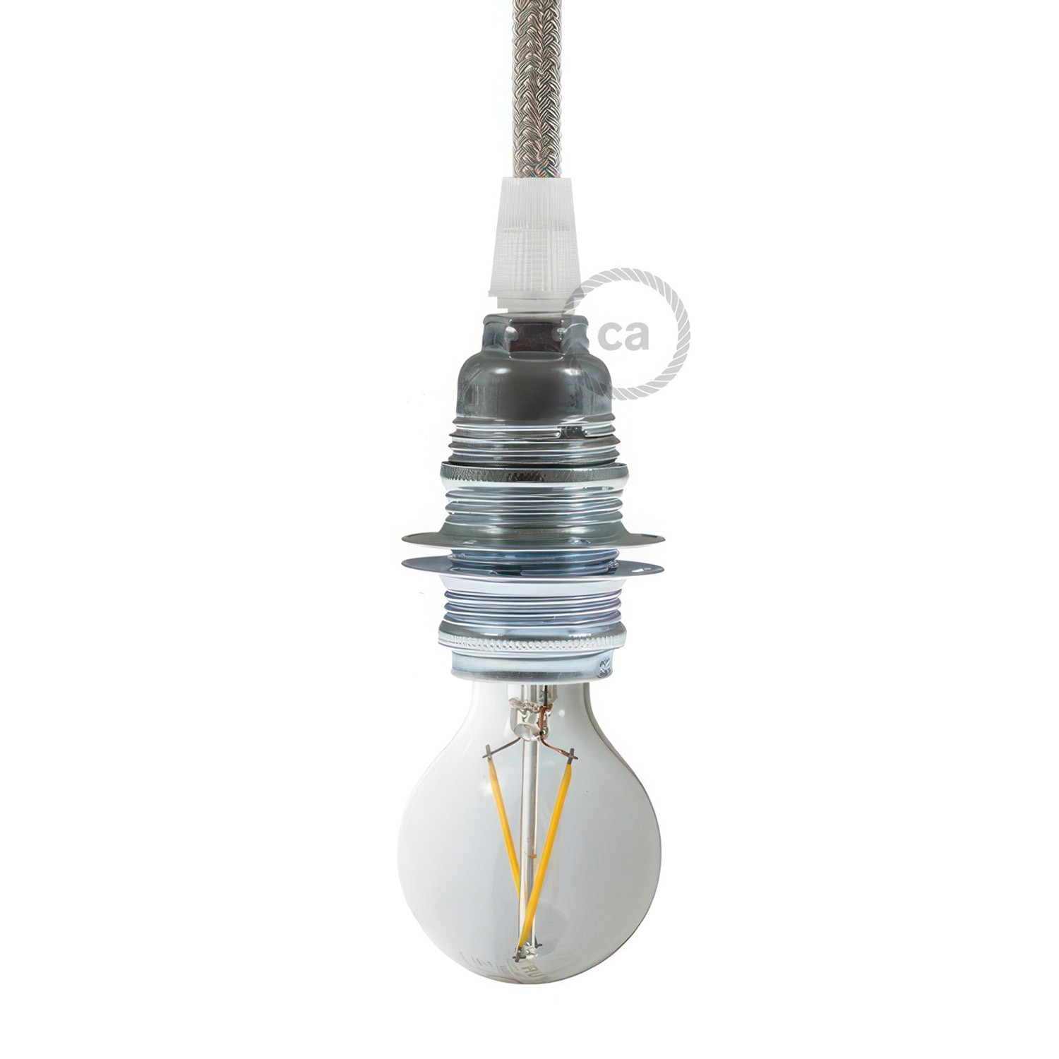 Bakelit E14-Fassung mit Doppelklemmring für Lampenschirme