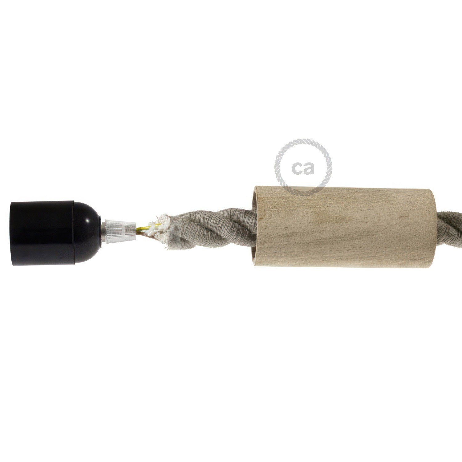 E27-Lampenfassungs-Kit aus Holz für 2XL-Seilkabel