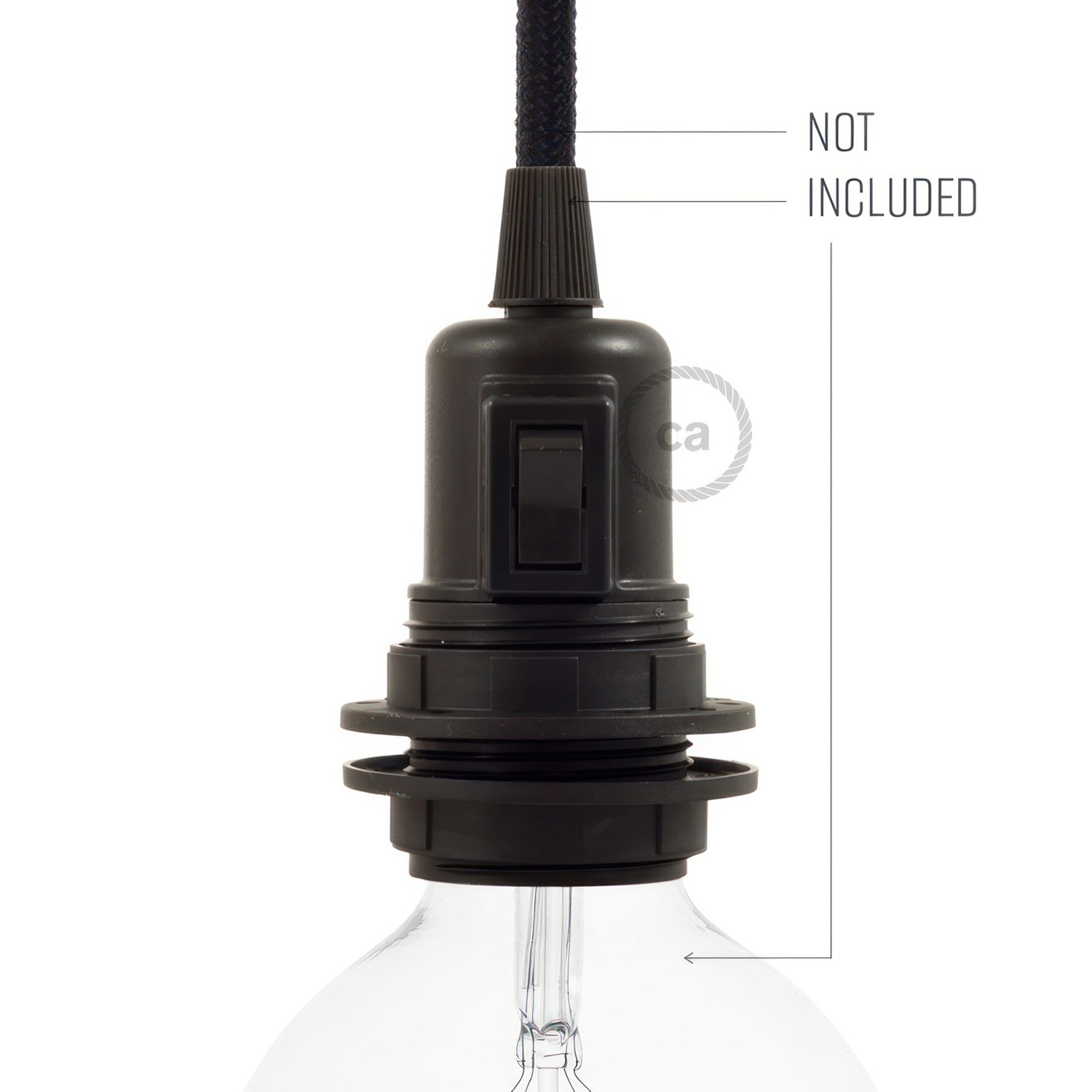 Thermoplastisches E27-Lampenfassungs-Kit mit Doppelklemmring und Kippschalter für Lampenschirme
