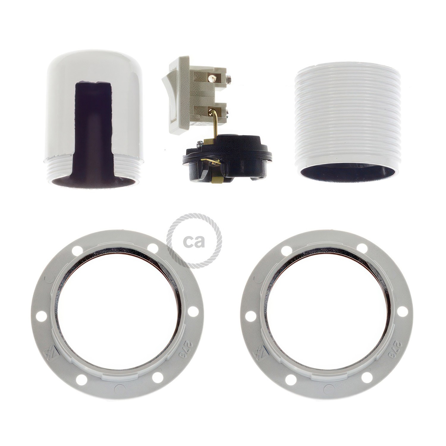 E27-Lampenfassungs-Kit aus Bakelit mit Doppelklemmring und Kippschalter für Lampenschirme