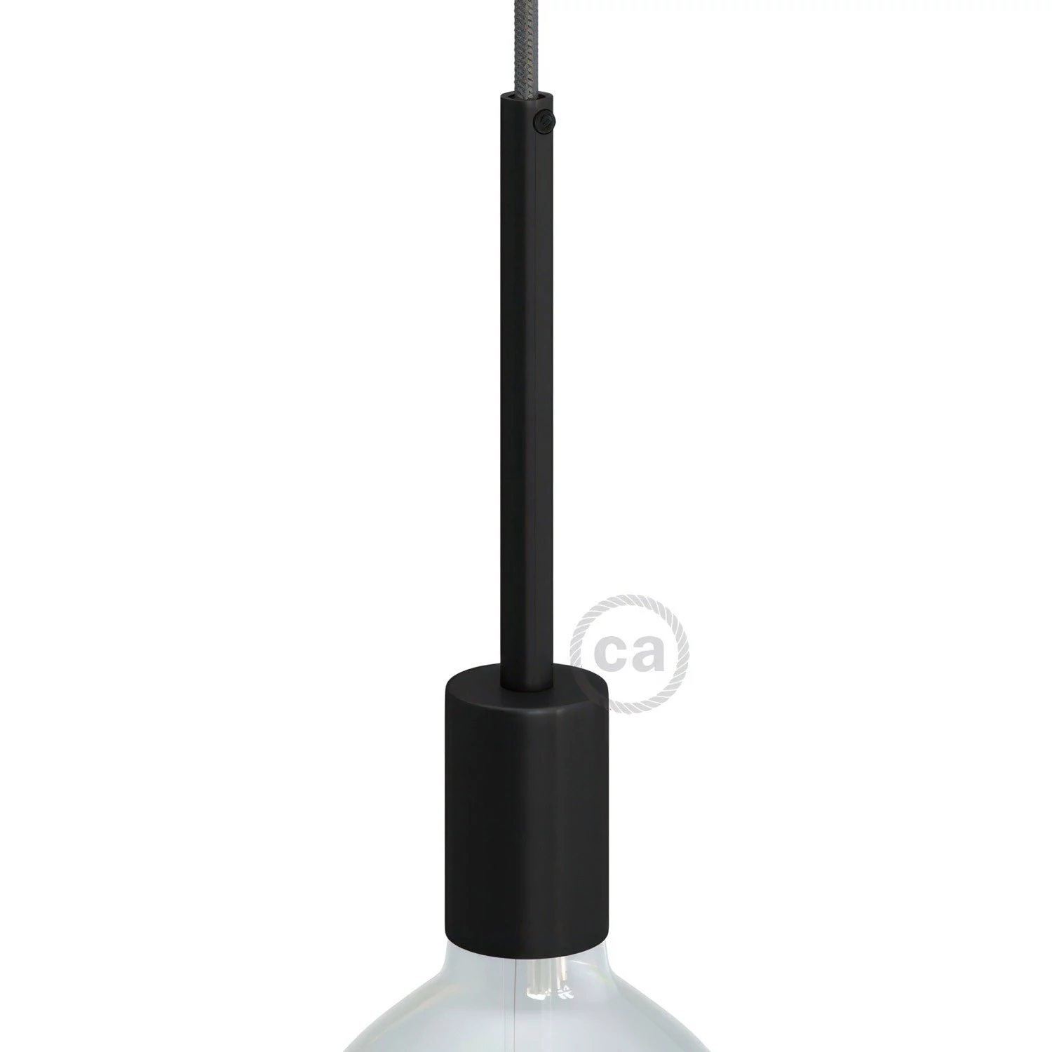 Zylindrisches E27-Lampenfassungs-Kit aus Metall mit 15 cm Kabelklemme - Schwarz