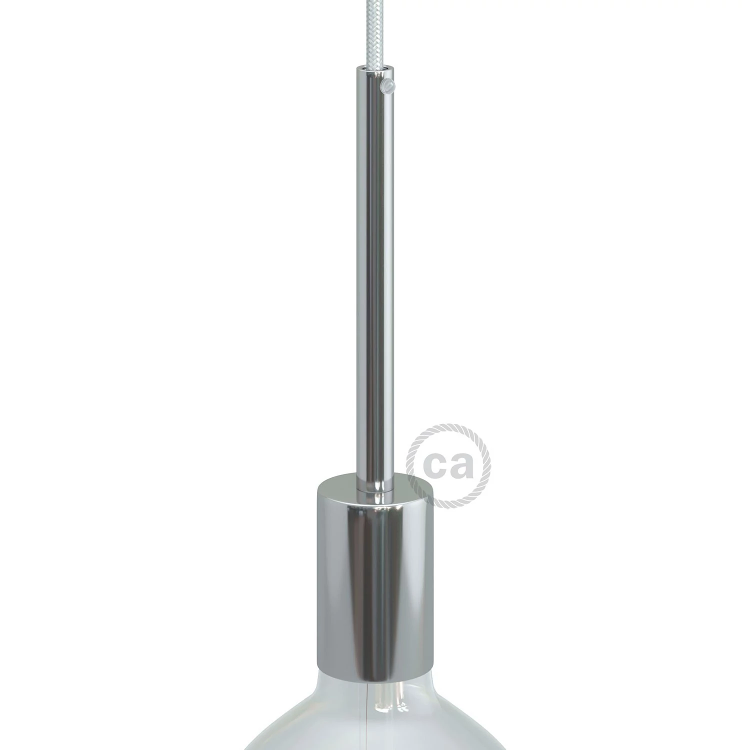 Zylindrisches E27-Lampenfassungs-Kit aus Metall mit 15 cm Kabelklemme - Chrom