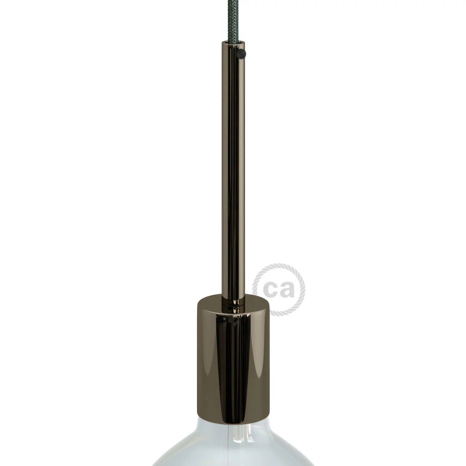 Zylindrisches E27-Lampenfassungs-Kit aus Metall mit 15 cm Kabelklemme - Schwarz perle