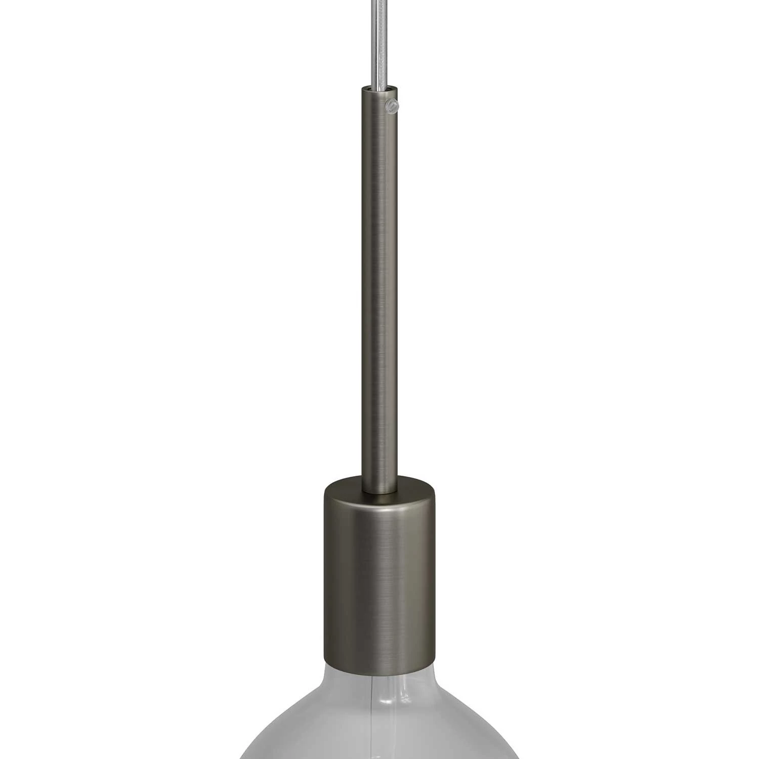 Zylindrisches E27-Lampenfassungs-Kit aus Metall mit 15 cm Kabelklemme - Titan satiniert