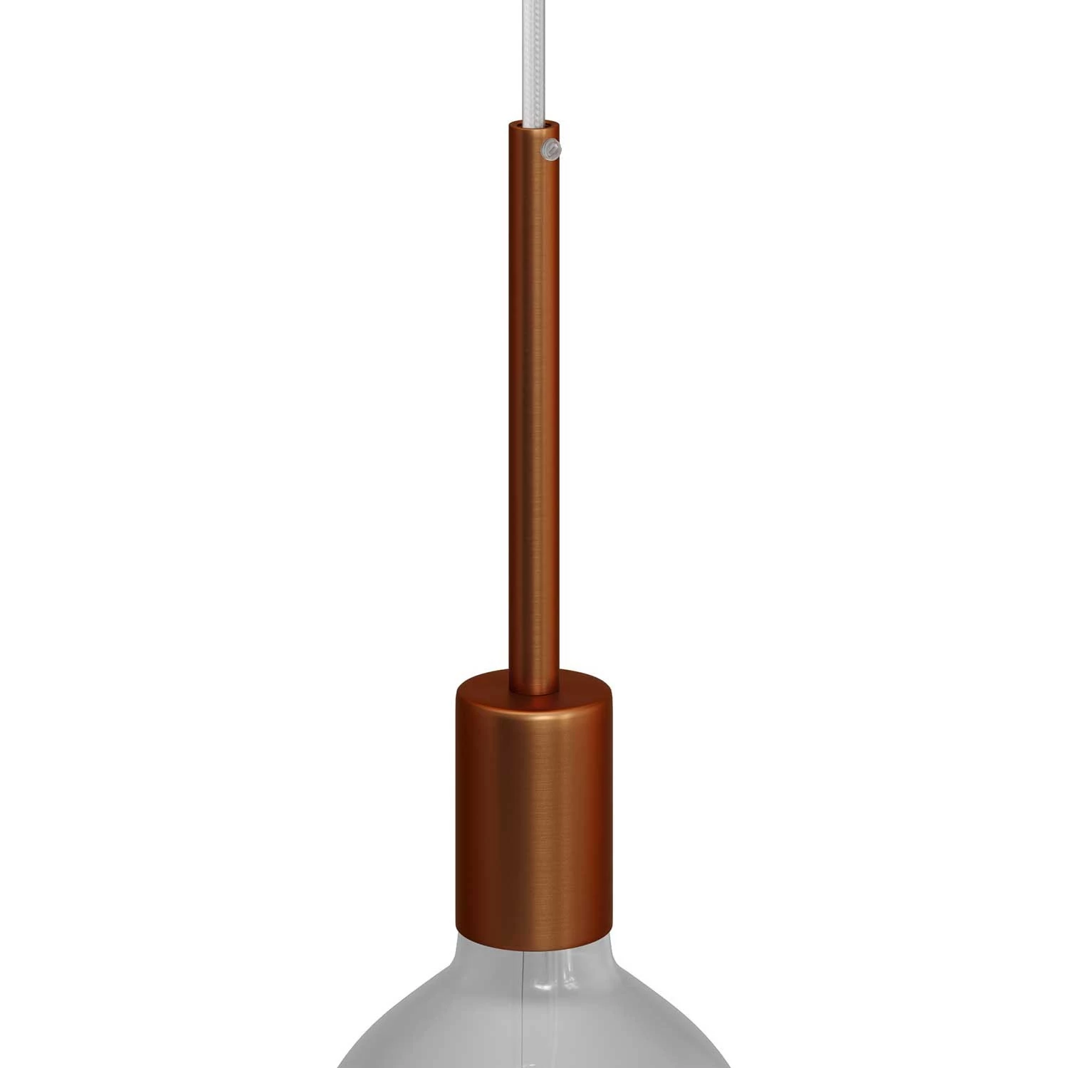 Zylindrisches E27-Lampenfassungs-Kit aus Metall mit 15 cm Kabelklemme - Kupfer satiniert