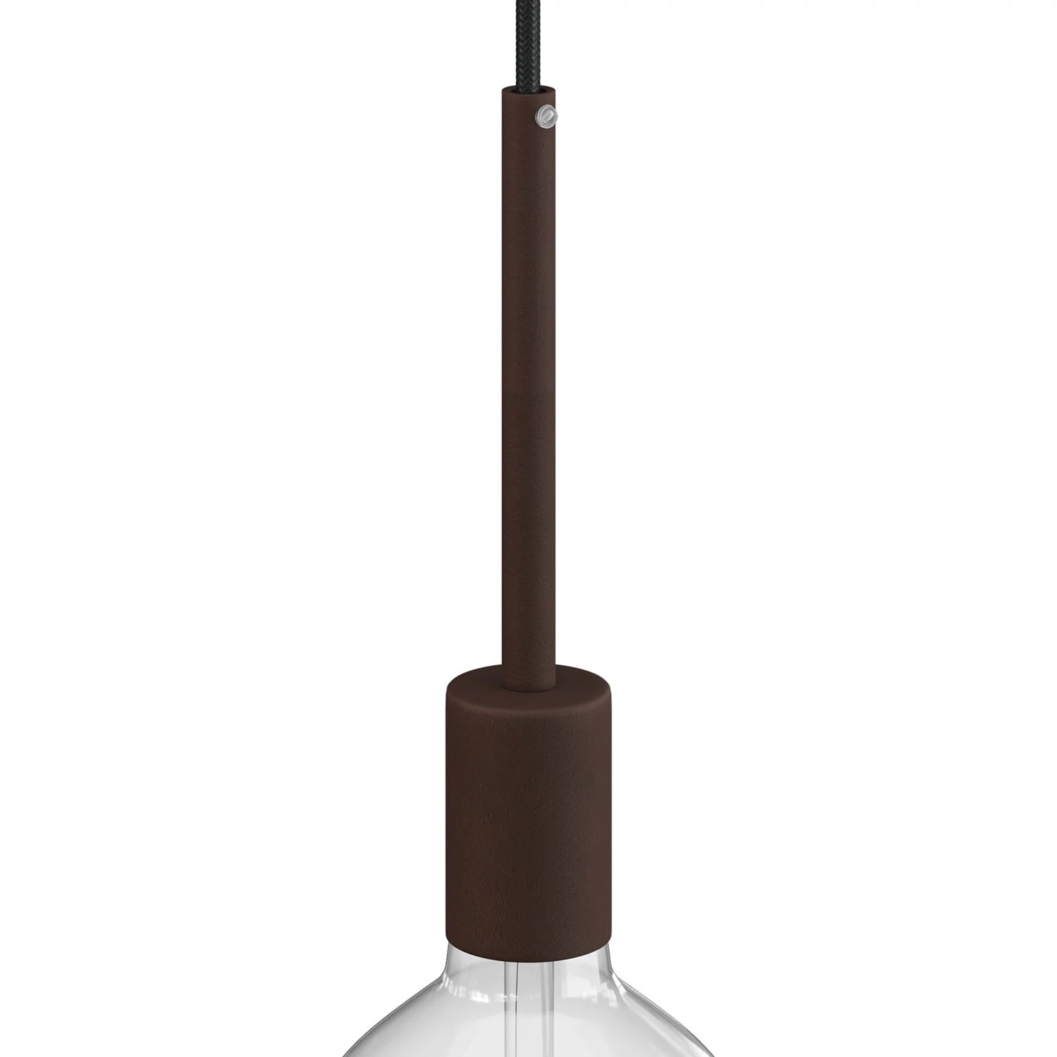 Zylindrisches E27-Lampenfassungs-Kit aus Metall mit 15 cm Kabelklemme - Lackierter dunkler Rost